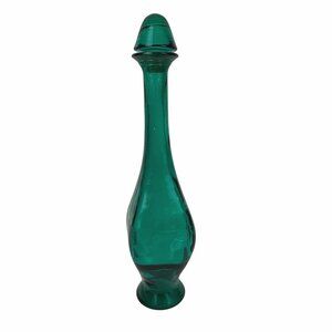 Pier 1 Imports Green Glass Decanter Square Genie Bottle 19"